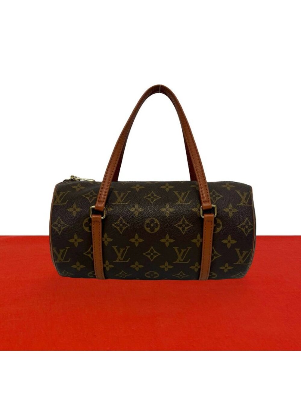 Louis Vuitton Vintage Papillon 26 Monogram Leather Mini Boston Bag Brown